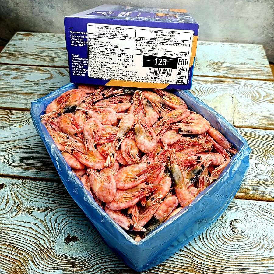 Креветки сухие замороженные 90/120 (2,5 кг.) Северная