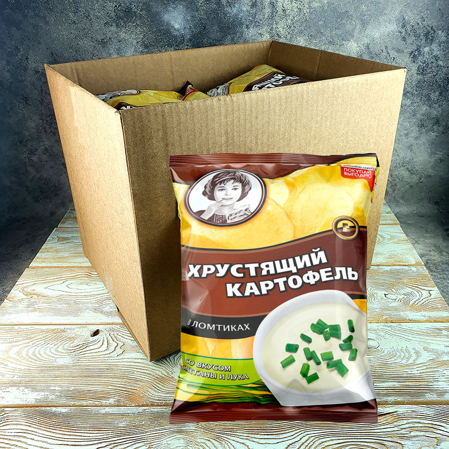 Хрустящий картофель СМЕТ.-ЛУК (160гр./9уп.) (ВЧ842)