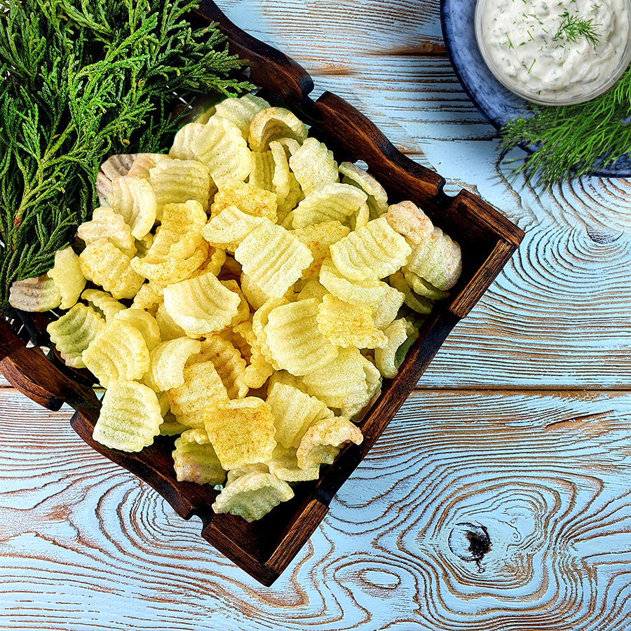 Чипсы рифлёные со вкусом зелень в сметане (1 кг.)