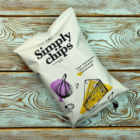 Чипсы картофельные "Симпл чипс" со вкусом "Пармезан с чесноком и зеленью" (80гр./21уп.)
