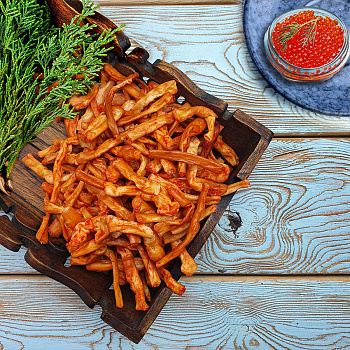 Сыр жареный со вкусом КРАСНОЙ ИКРЫ ТМ КГБ СНЕК (0,5 кг.)