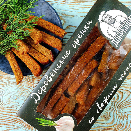 Гренки Деревенские ТМ "Добрынов" ЧЕСНОК  (150 гр.)