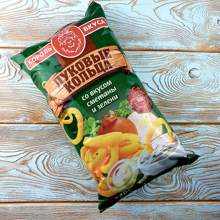 Луковые кольца (140гр./10шт.) со вкусом ЗЕЛЕНЬ В СМЕТАНЕ