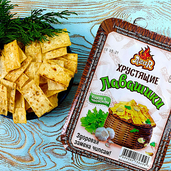 Чипсы Лаваши в упаковке КИНЗА С ЧЕСНОКОМ  (90 гр.)