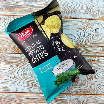 Крафтовые чипсы Бруто сметана и зелень (130гр./18уп.)