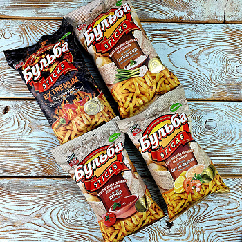 Соломка из картофеля "Бульба sticks" в ассортименте (75гр./20уп.)