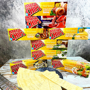Мегачипсы картофельные со вкусом в ассортименте (100гр./25уп.)