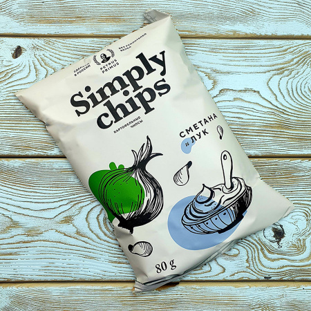 Чипсы картофельные "Симпл чипс" со вкусом "Сметана и лук" (80гр./21уп.)